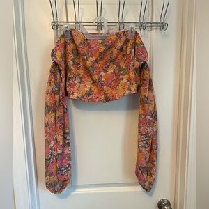 Cropped long-sleeve corset top